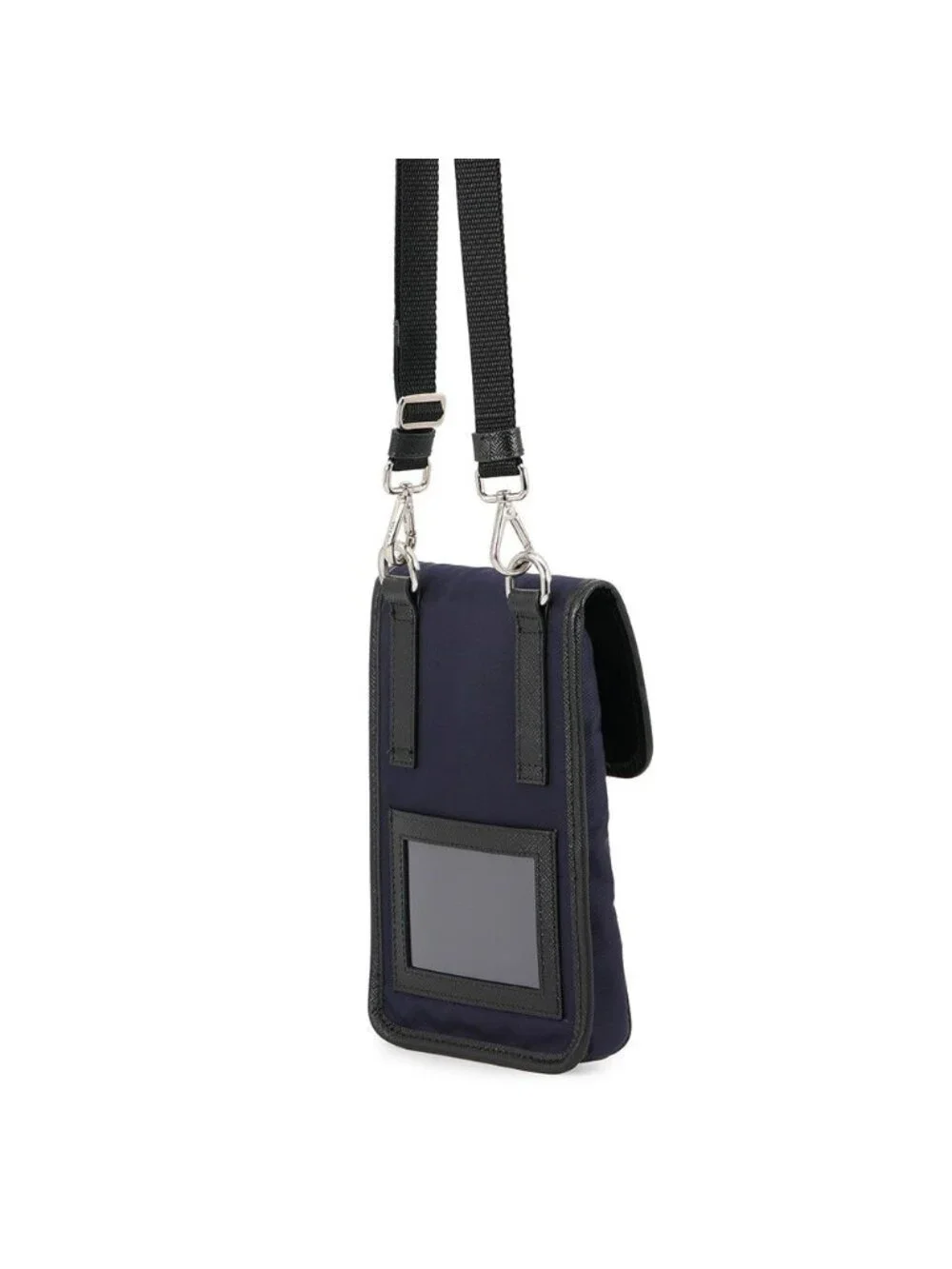Prada Shoulder Bag Triangle Logo Canvas Leather